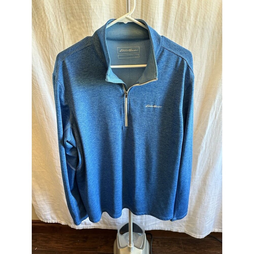 Men's Eddie Bauer Resolution Long Sleeve 1/4 Zip Blue Sz Large FreeDry Sport